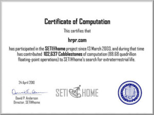 SETI@Home - 100,000 Cobblestones
